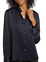 Pinstriped Silk Blouse