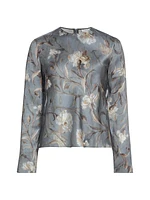 Night Carnation Long-Sleeve Silk Top