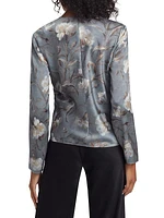 Night Carnation Long-Sleeve Silk Top