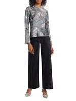 Night Carnation Long-Sleeve Silk Top