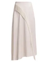 Asymmetric Fringe Midi-Skirt