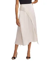 Asymmetric Fringe Midi-Skirt