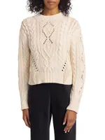 Fringe Cable-Knit Wool-Cashmere Sweater