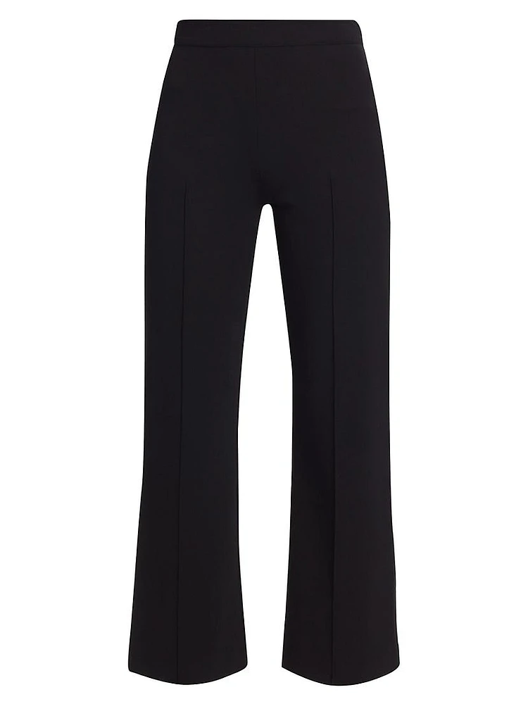 Pintuck Pull-On Crop Flared Pants