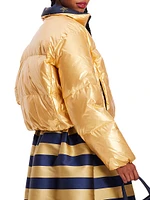 Metallic Reversible Puffer Jacket