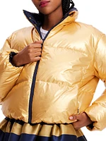 Metallic Reversible Puffer Jacket