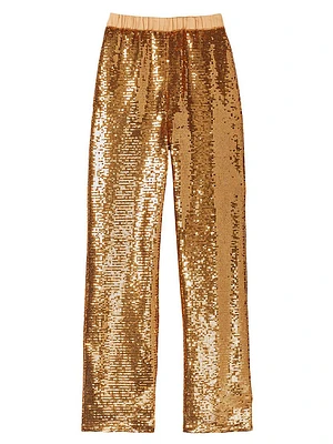 Sequin Straight-Leg Pants