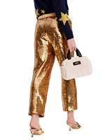 Sequin Straight-Leg Pants