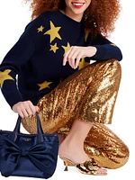 Sequin Straight-Leg Pants