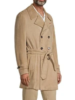 Suede Double-Breasted Trench Coat