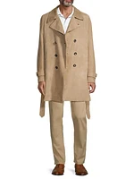 Suede Double-Breasted Trench Coat