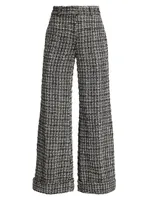 Joey Plaid Tweed Wide-Leg Pants