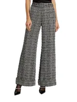 Joey Plaid Tweed Wide-Leg Pants