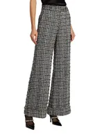 Joey Plaid Tweed Wide-Leg Pants