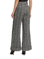 Joey Plaid Tweed Wide-Leg Pants