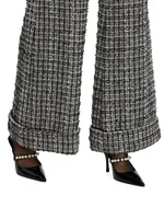 Joey Plaid Tweed Wide-Leg Pants