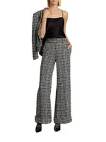 Joey Plaid Tweed Wide-Leg Pants