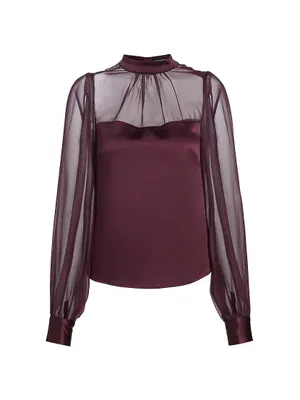 Agnes Silk-Blend Illusion Blouse