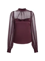 Agnes Silk-Blend Illusion Blouse