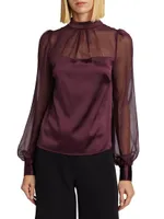 Agnes Silk-Blend Illusion Blouse