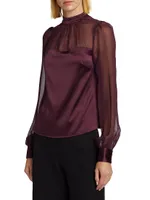 Agnes Silk-Blend Illusion Blouse