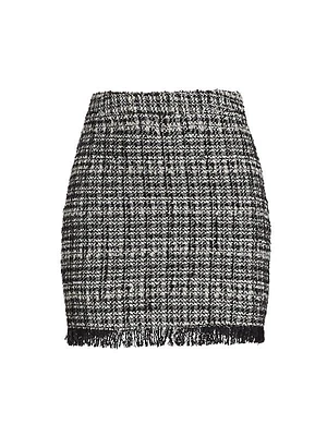 Fringed Tweed Miniskirt