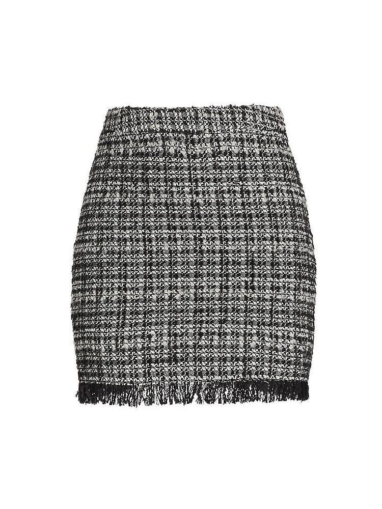 Fringed Tweed Miniskirt