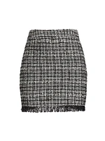 Fringed Tweed Miniskirt