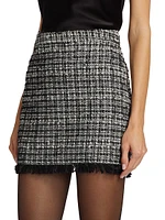 Fringed Tweed Miniskirt