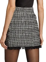 Fringed Tweed Miniskirt