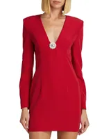 Lorenzo Crepe Brooch Sheath Dress