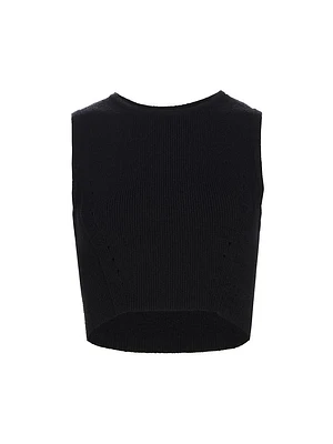 Chace Cotton-Blend Rib-Knit Crop Top