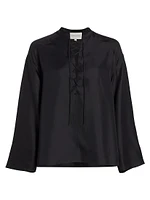 Zamia Silk Lace-Up Blouse