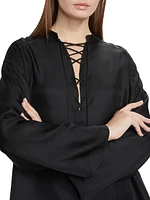 Zamia Silk Lace-Up Blouse