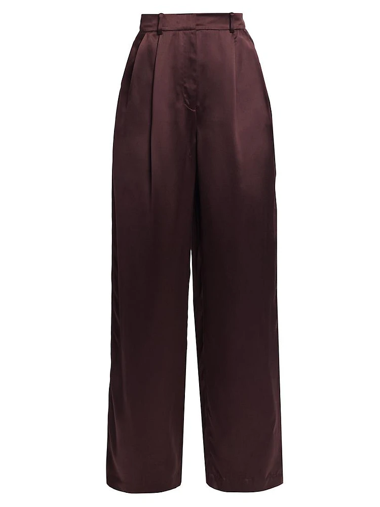 Vione Silk-Blend Straight-Leg Pants