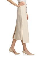 Atri Cotton-Blend Button-Front Midi-Skirt