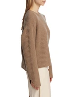 Carvi Silk-Linen Rib-Knit Long-Sleeve Sweater