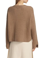 Carvi Silk-Linen Rib-Knit Long-Sleeve Sweater