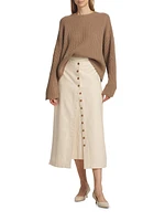 Carvi Silk-Linen Rib-Knit Long-Sleeve Sweater