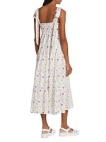 Fleur Smocked Linen-Cotton Midi-Dress