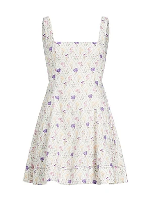 Fleur Linen-Cotton Cut-Out Minidress