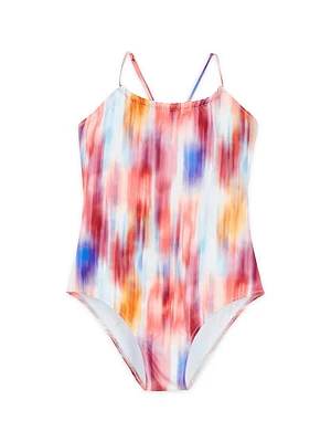 Little Girl's & Ikat Flower Print One-Piece Swimsuit