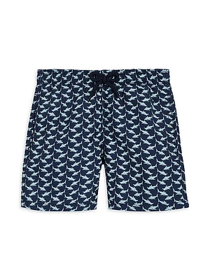 Little Boy's & Net Sharks Print Swim Trunks