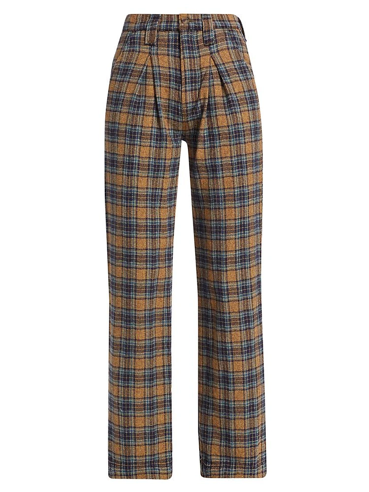 The Maven Pleated Plaid Pants