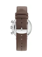 Barnett Backlight Stainless Steel & Leather Chronograph Watch/41MM