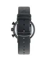 Barnett Backlight Stainless Steel & Leather Strap Chronograph Watch/41MM
