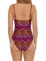 Echo Chain Scoopneck One-Piece Swimsuit