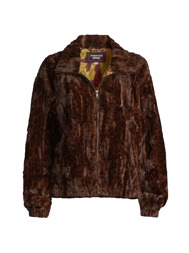 Jaguar Faux Fur Bomber Jacket