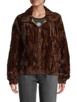 Jaguar Faux Fur Bomber Jacket