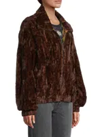 Jaguar Faux Fur Bomber Jacket